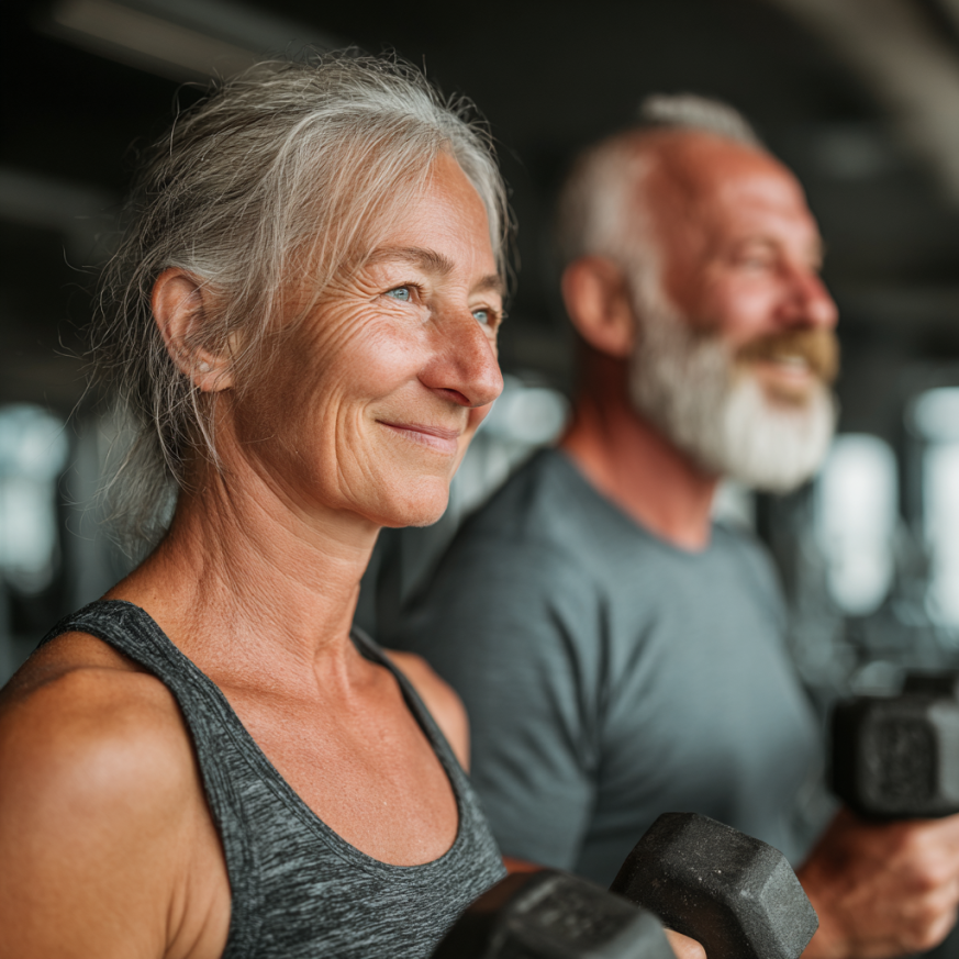 Активні літні люди займаються фітнесом
